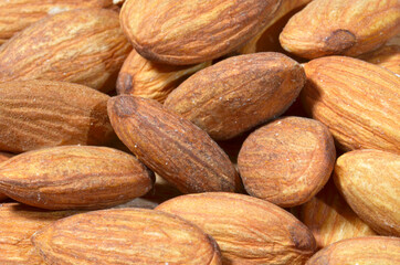 Closeup of peeled almonds