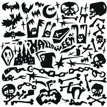 Halloween , evil , monsters - doodles