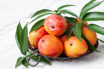 Fresh ripe mango on white background