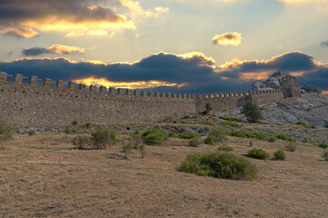 ancient historic Genoese castle or fortress