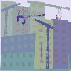 images of buildings and cranes under construction