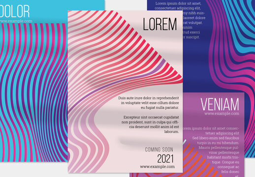 Pink Light Blue Purple Vertical Flyer Layout Abstract Wavy Shape