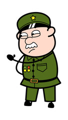Cartoon Military Man Threatening