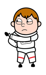 Cartoon Astronaut Threatening