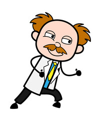 Scientist Cartoon Challenging to Fight