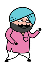 Cute Sardar Cartoon Challenging to Fight