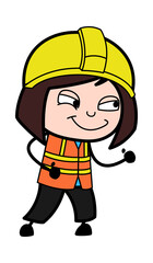 Lady Engineer Cartoon Challenging to Fight
