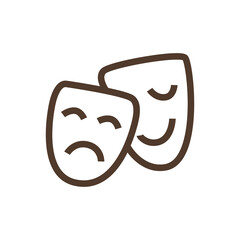 Simple linear icon with theatrical masks