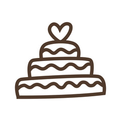 Simple linear icon with wedding cake