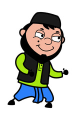 Muslim Man Cartoon Challenging to Fight