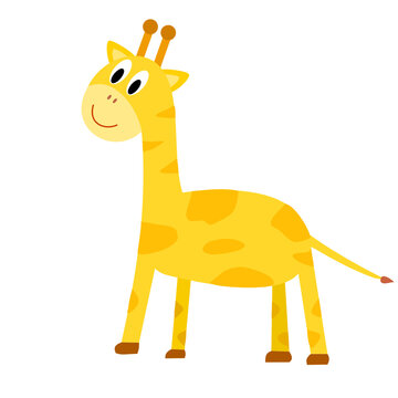 Giraffe cartoon isolated on white.Illustration of animal for storytelling or children's books.Cute comic.