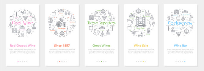 Vertical five banners with line concept of winemaking - Great Wines and Wine Sale