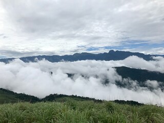 clouds over mountains