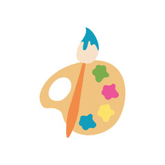 paint palette and brush icon, flat style