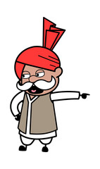 Pointing Haryanvi Old Man Cartoon Illustration