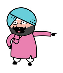 Pointing Cute Sardar Cartoon Illustration