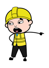 Pointing Engineer Cartoon Illustration