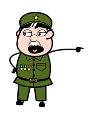 Pointing Military Man Cartoon Illustration
