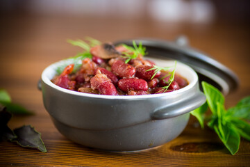 cooked boiled red beans with various vegetables