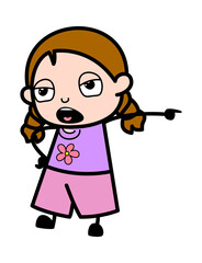Pointing Girl Cartoon Illustration