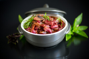 cooked boiled red beans with various vegetables