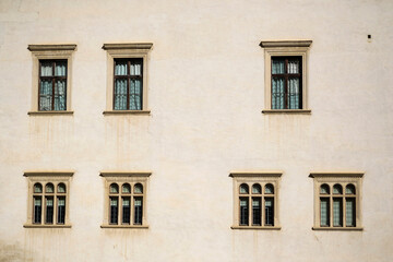 Fototapeta na wymiar Window with metal grate