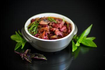 cooked boiled red beans with various vegetables