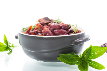 cooked boiled red beans with various vegetables