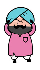 Covering Ears Cute Sardar Cartoon