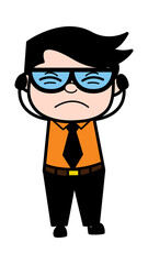 Covering Ears Businessman Cartoon