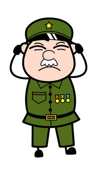recommend clip art: Covering Ears Military Man Cartoon