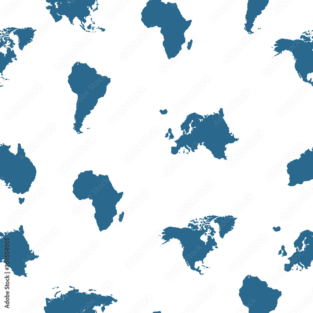 Poster world map seamless pattern background. background with all continents isolated on white.