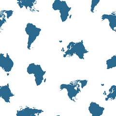 Obraz premium World map seamless pattern background. Background with all continents isolated on white.