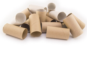 toilet paper bushings lie on a white background on isolate