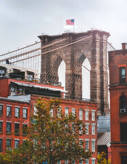 Brooklyn Bridge in Manhattan closeup