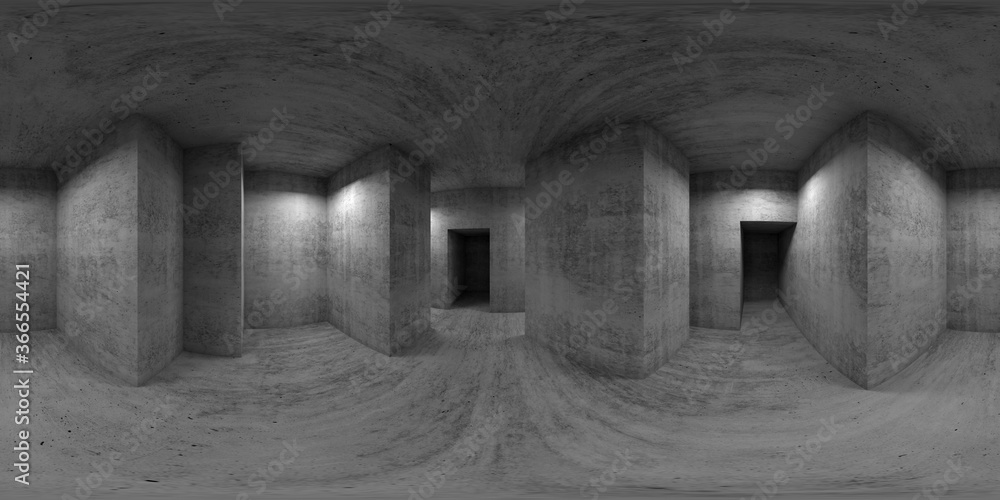 Wall mural Abstract empty concrete room interior, 360 panorama