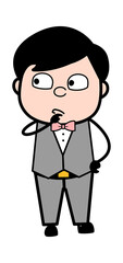 Fototapeta premium Cartoon Groom thinking seriously