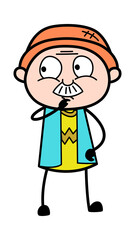 Cartoon Grandpa thinking seriously