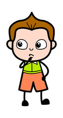Cartoon Schoolboy thinking seriously