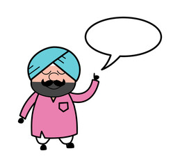 Cartoon Cute Sardar with Speech bubbble