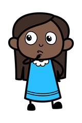 Cartoon Black Girl thinking seriously