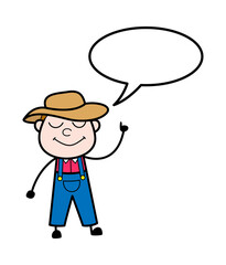Cartoon Farmer with Speech bubbble
