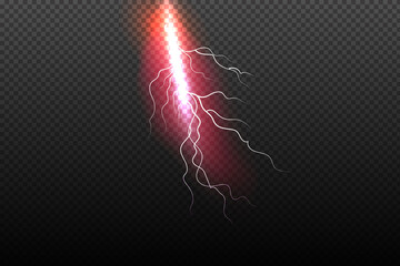 Sparkling lightning on black background Magic and bright lighting effects.Vector illustration.