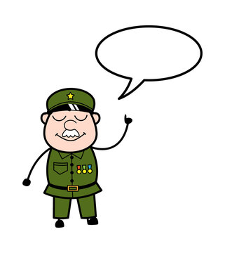 cartoon army officer pointing, speech bubble clip art preview