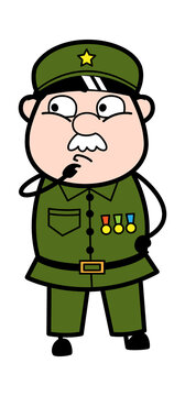 recommend clip art: Cartoon Military Man thinking seriously