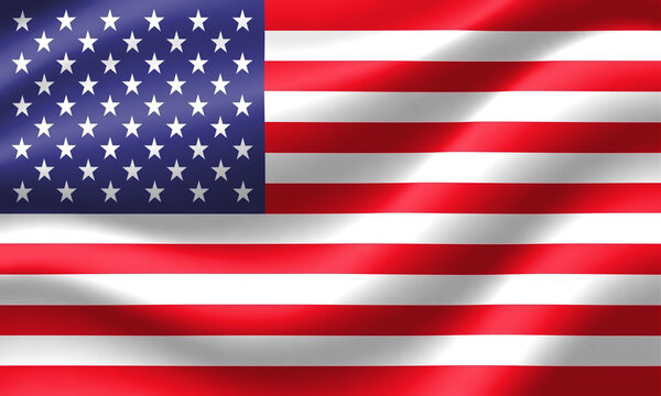 Flag of United States waving in the wind. Render 3D.