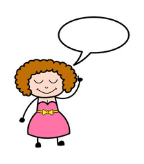 Cartoon Young Lady with Speech bubbble