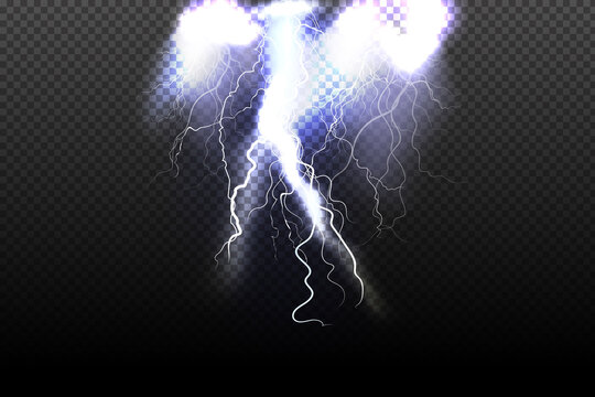 Sparkling lightning on black background Magic and bright lighting effects.Vector illustration.