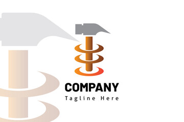 hammer wave illustration logo template