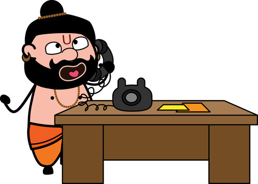 recommend clip art: Cartoon Pandit talking on phone
